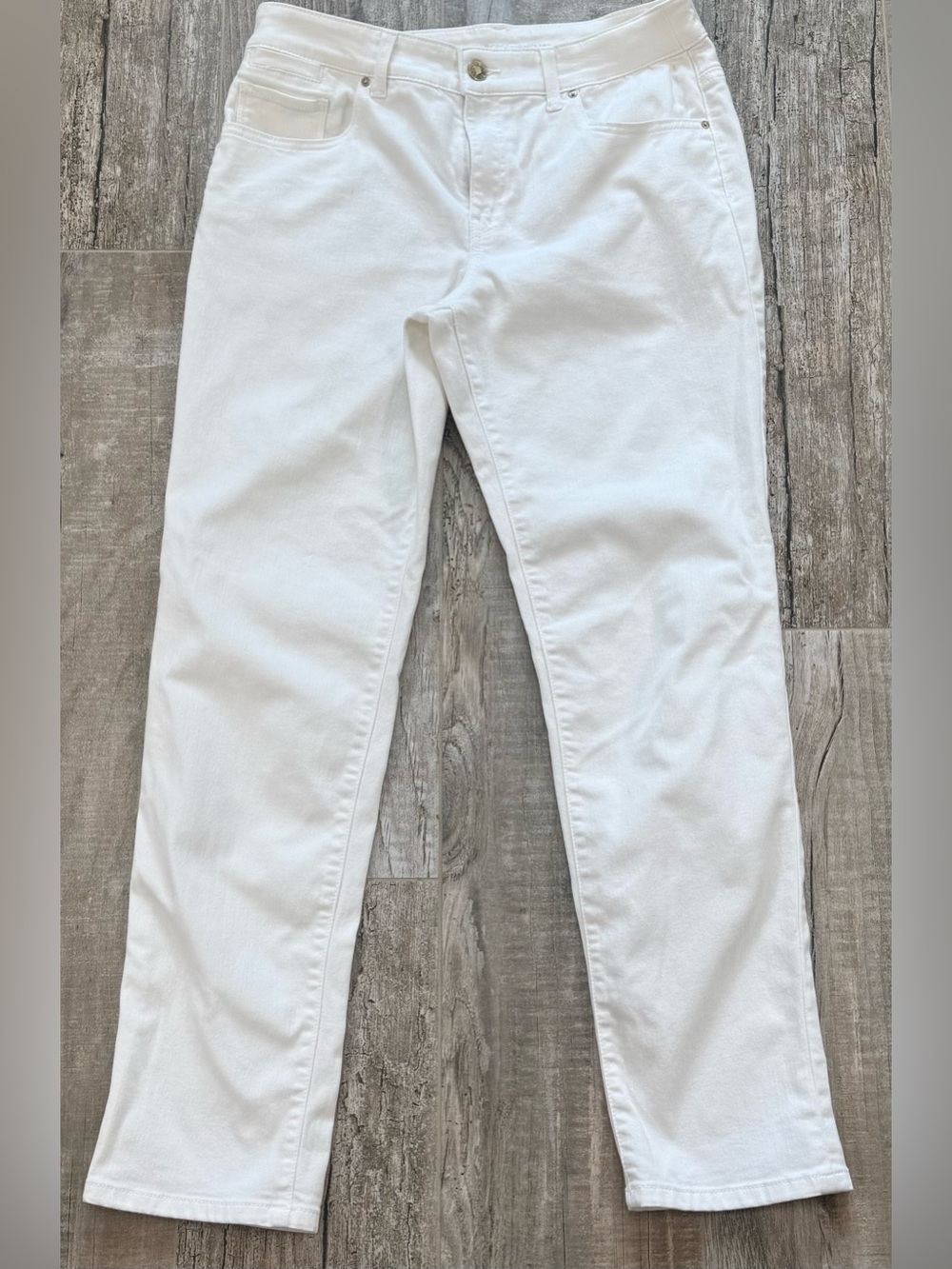 Chico's Women’s Platinum Boyfriend 
White Jeans - Relaxed Fit